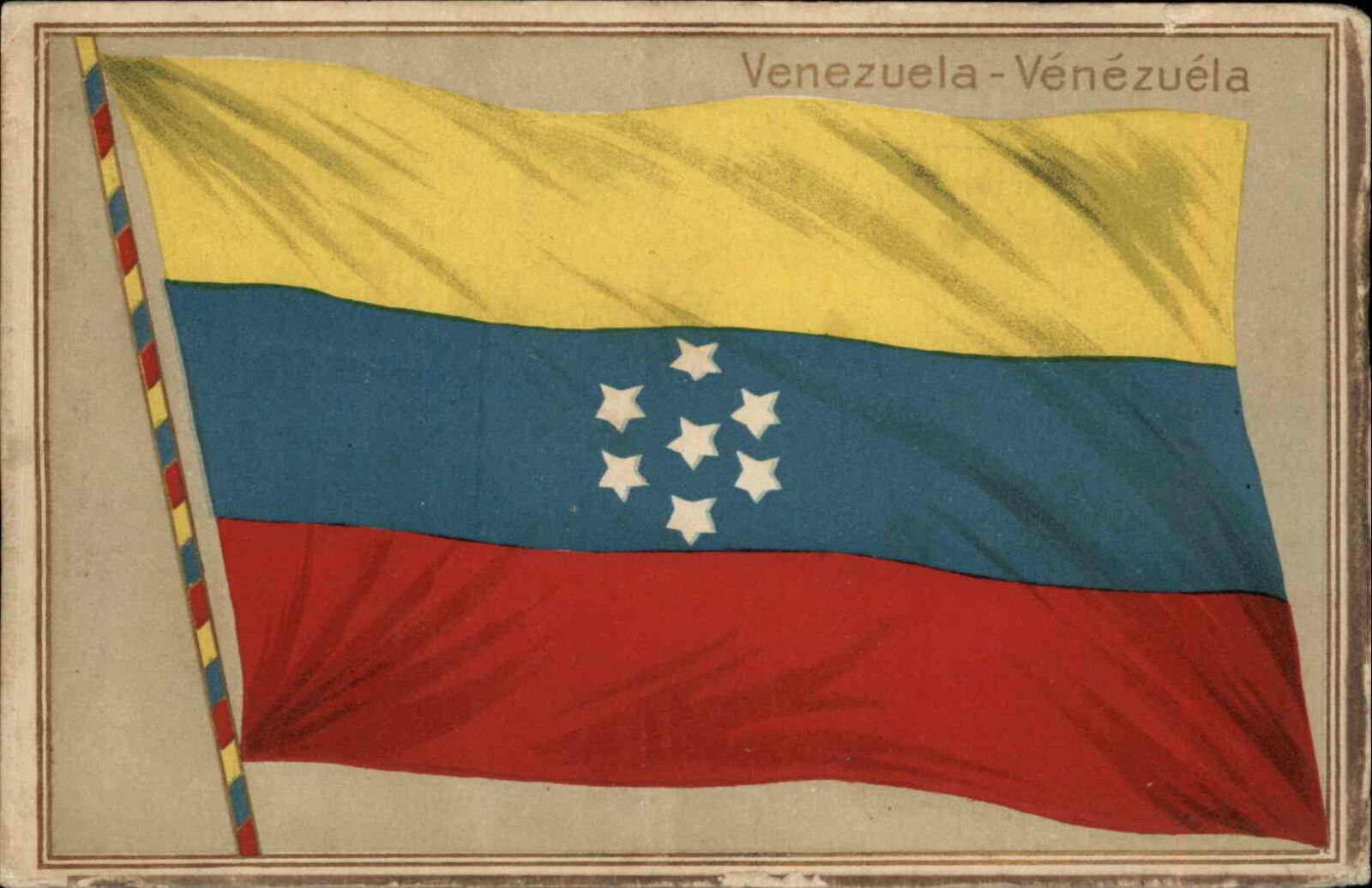 Venezuela Venezuelan Flag Patriotiic c1910 Vintage Postcard