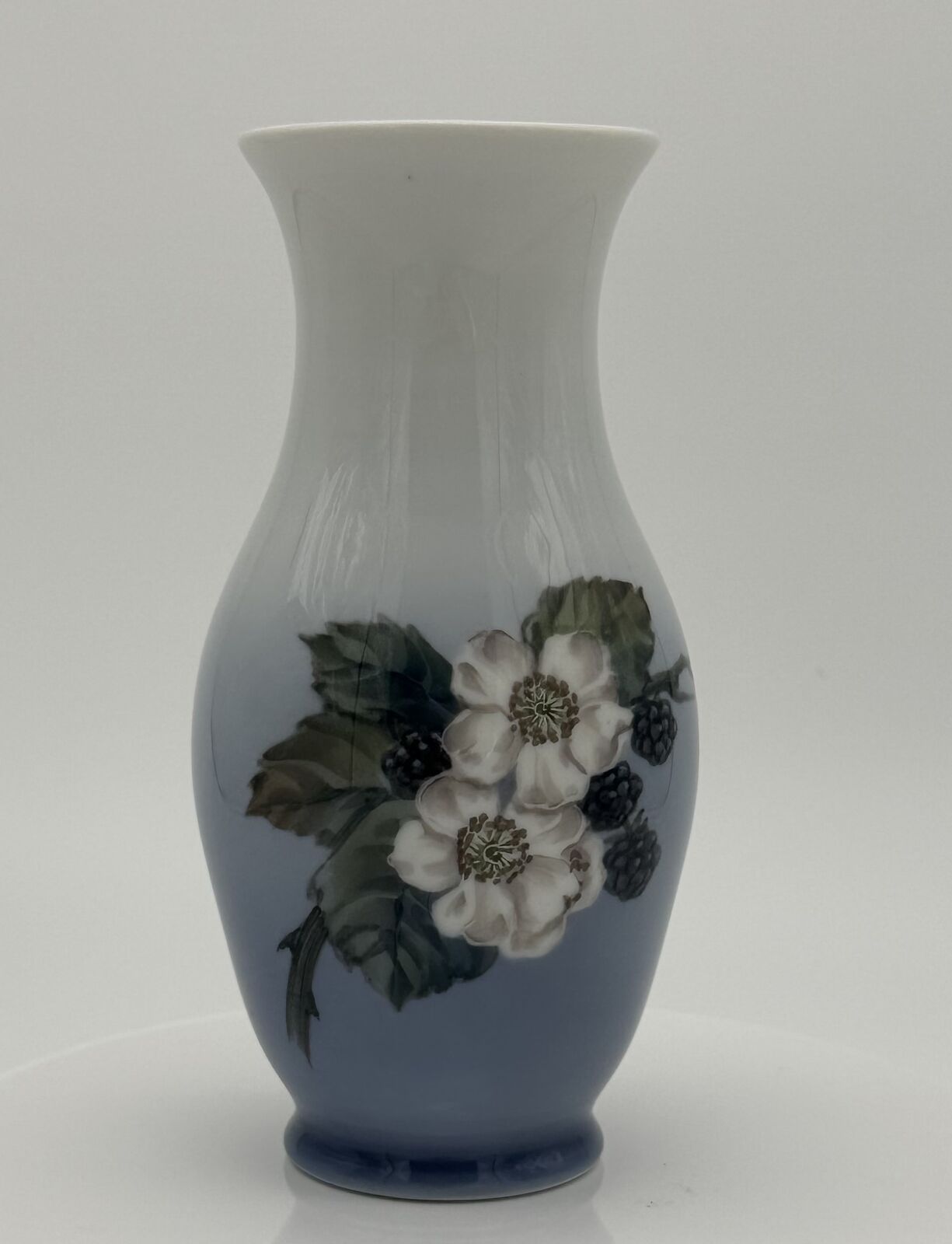 Vintage Royal Copenhagen Blue & White Hand-Painted Vase with Floral Design