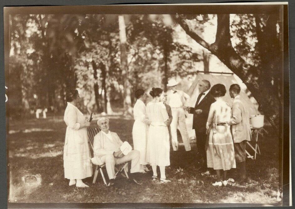 AOP Thomas Edison & President Harding original 1920s 5” x 7” camp photo