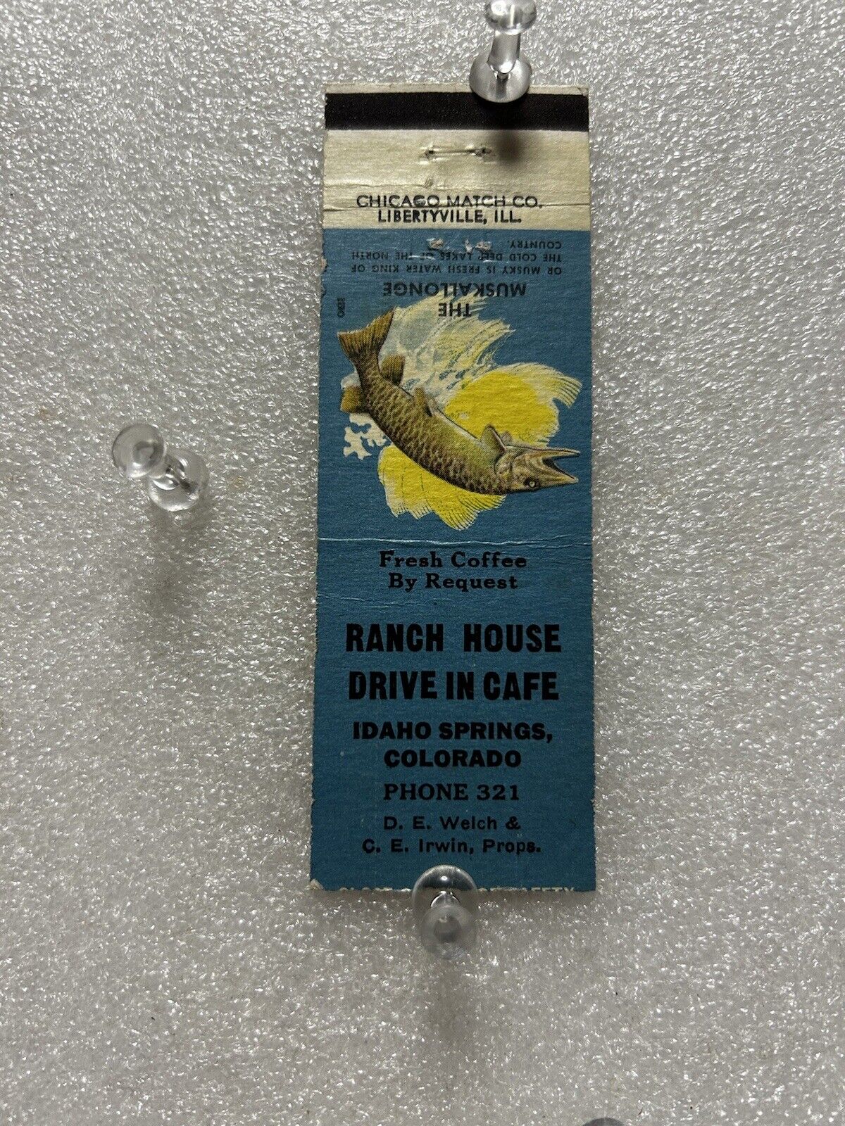 1940’s? 50’s? Ranch House Drive Cafe Idaho Springs Colorado Vintage Matchbook