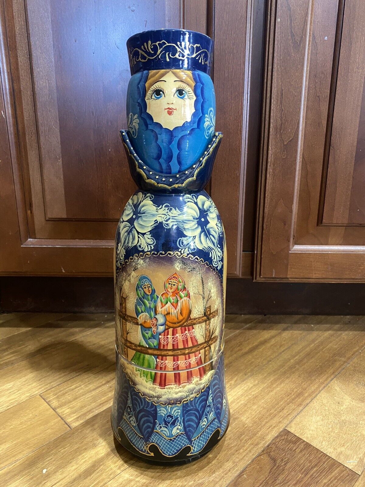 Russian matryoshka wine bottle holder vodka Hand painted
