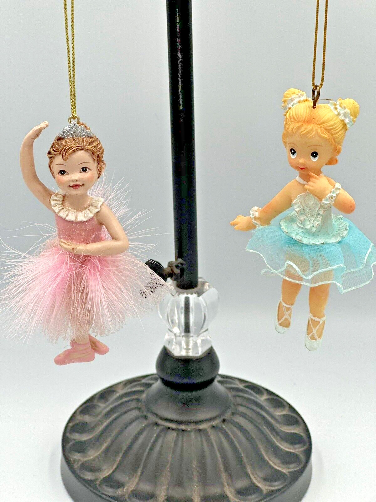 Vintage Toddler Ballerina Ornaments Blonde Brunette # 1752