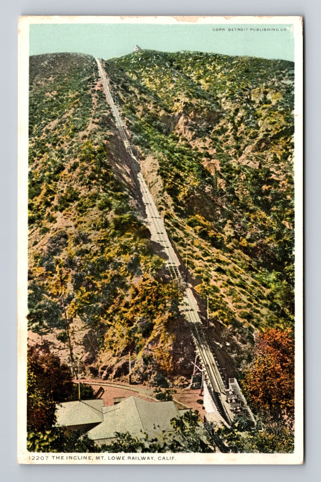 Mt Lowe CA-California, Mt Lowe Railway, The Incline, Antique Vintage Postcard