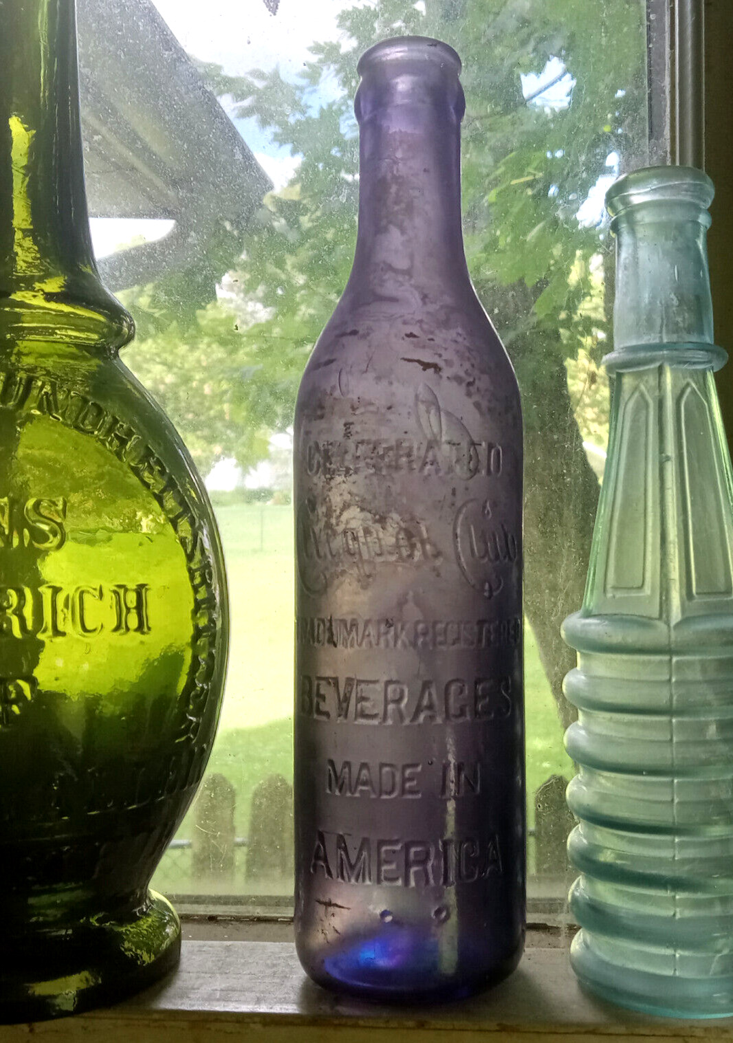 AMETHYST CLICQUOT CLUB BEVERAGES HAND BLOWN EARLY 1900 SODA BOTTLE
