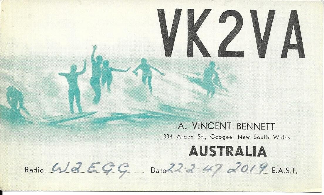 QSL  1947 Australia Surfing NSW   radio card