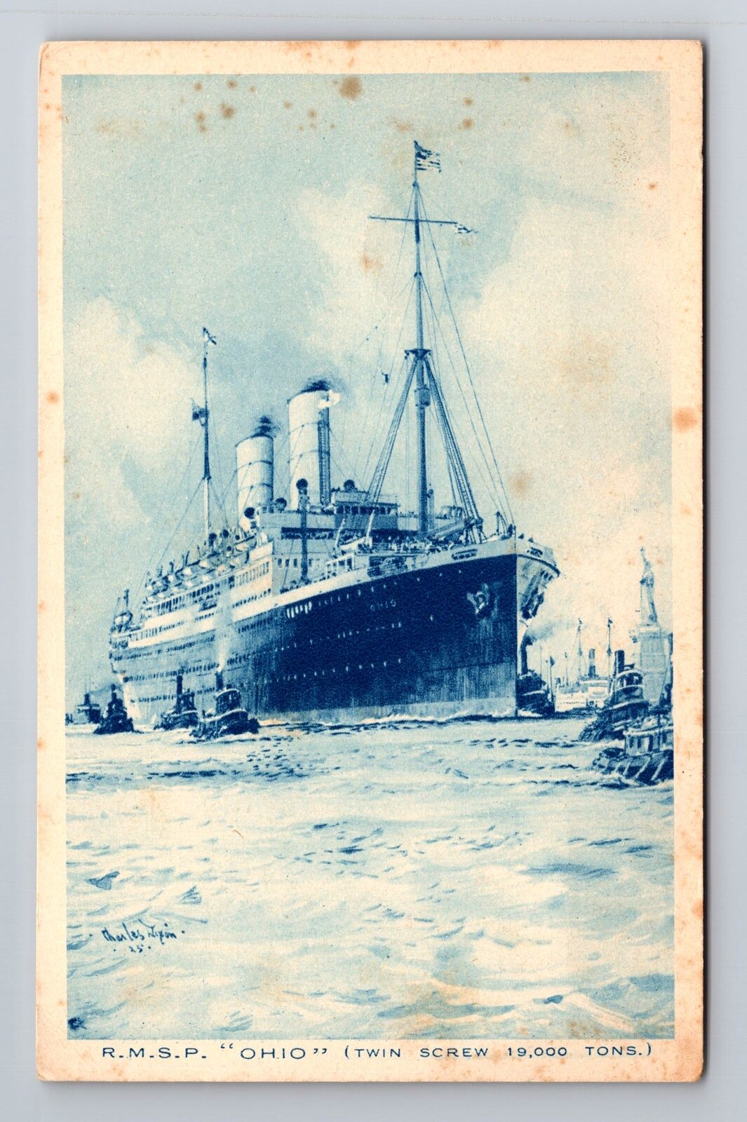 RMSP Ohio, Ship, Transportation, Antique, Vintage Souvenir Postcard