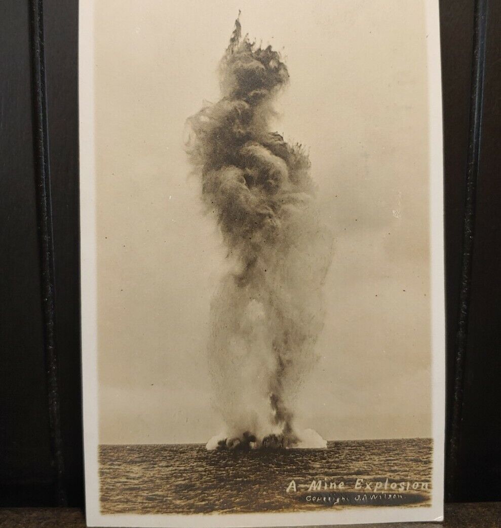 WWI Era Fort Monroe VA Virginia Mine Explosion Picture RPPC Real Photo Postcard