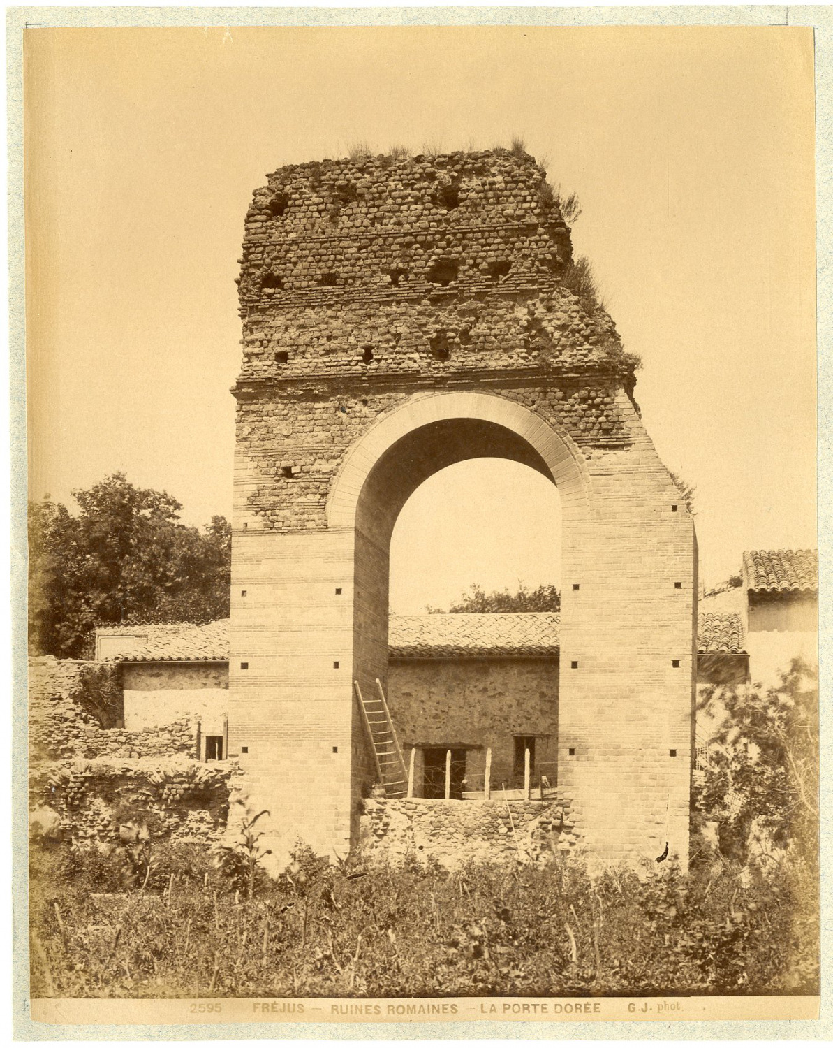 G.J. France, Fréjus, Roman ruins, La Porte Dorée vintage albumen print.  