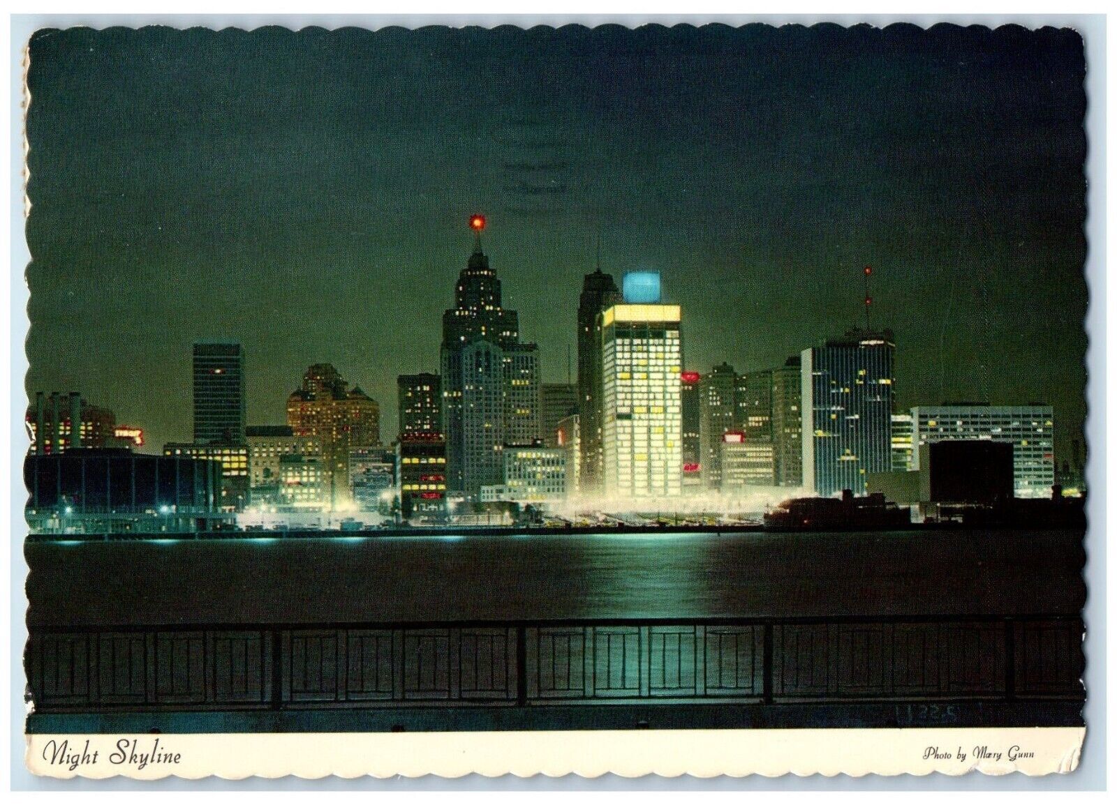 1978 Night Skyline Spectacular View City Beautiful Detroit Michigan MI Postcard