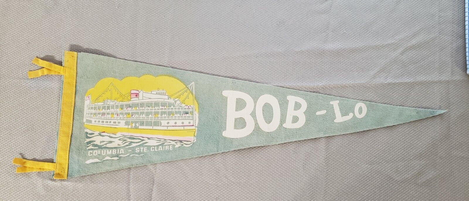 Vintage Rare Bob-Lo Island Detroit Michigan MI  Pennant Columbia Ste. Clair Boat