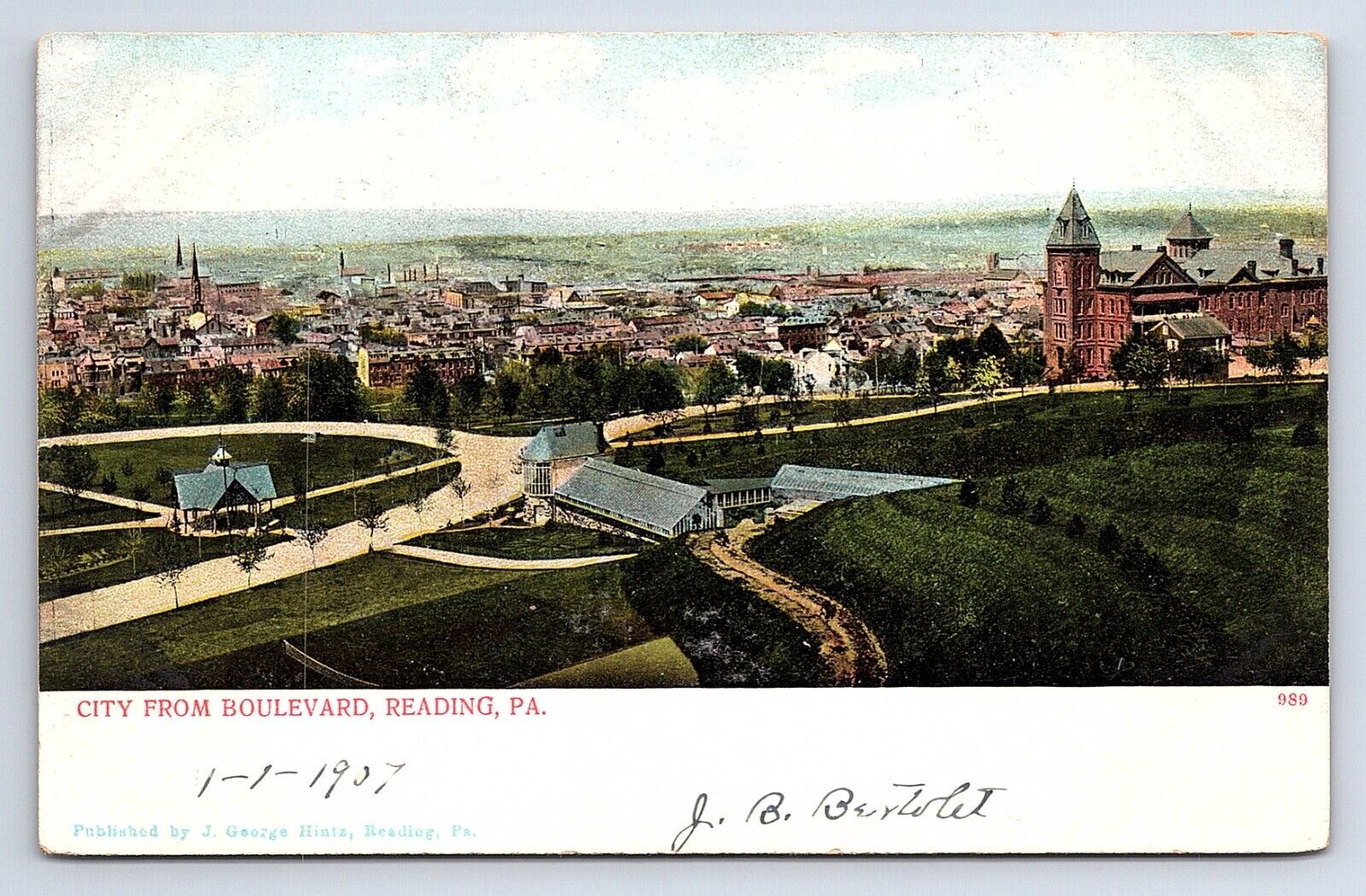Postcard Aerial City View Reading PA Pennsylvania c.1907