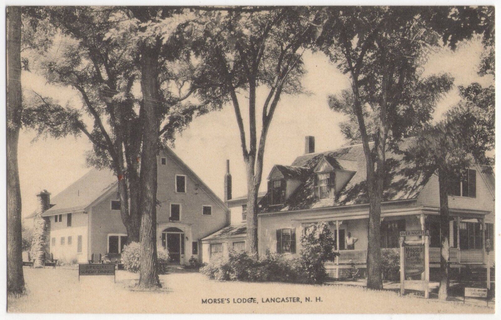 Morse's Lodge In Lancaster New Hampshire Lithograph Postcard
