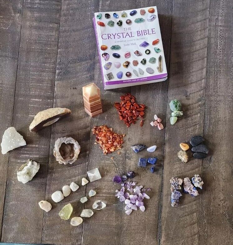 40 PCS Crystals and Minerals Plus Crystal Bible Book By Judy Hall