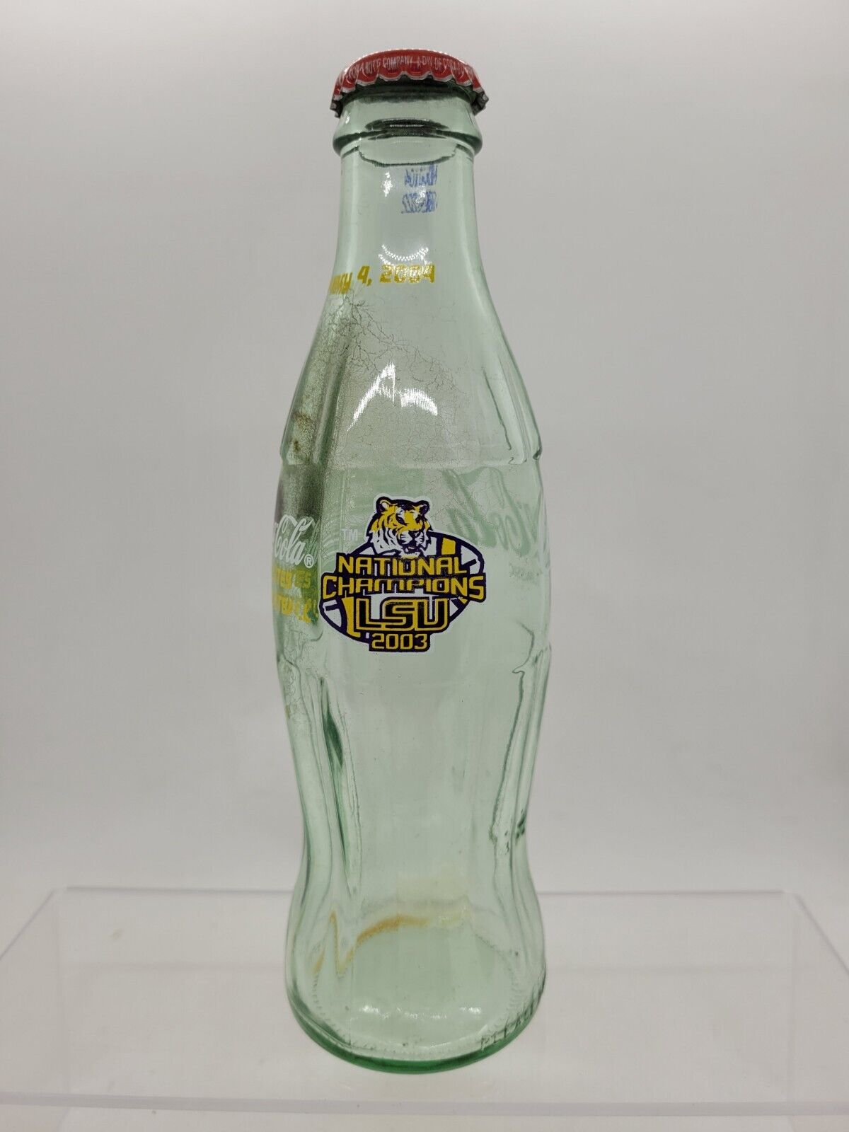 LSU Football 2003 National Champions  Collectable Coca Cola Coke Bottle 8oz