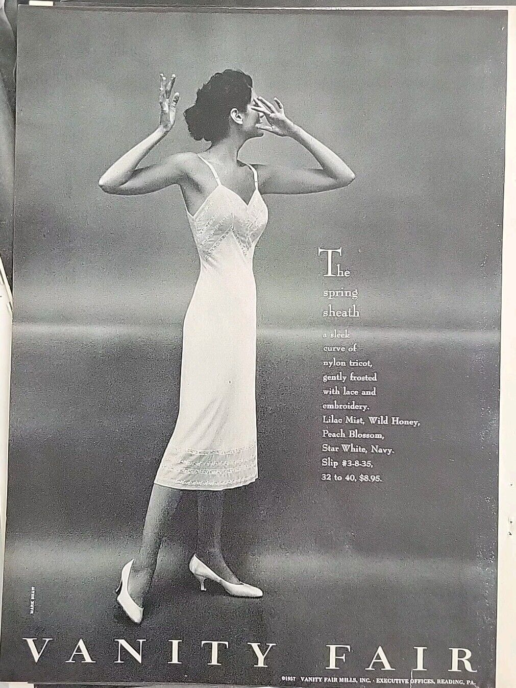 1957 Women\'s Vanity Fair spring sheath slip  lingerie vintage ad 