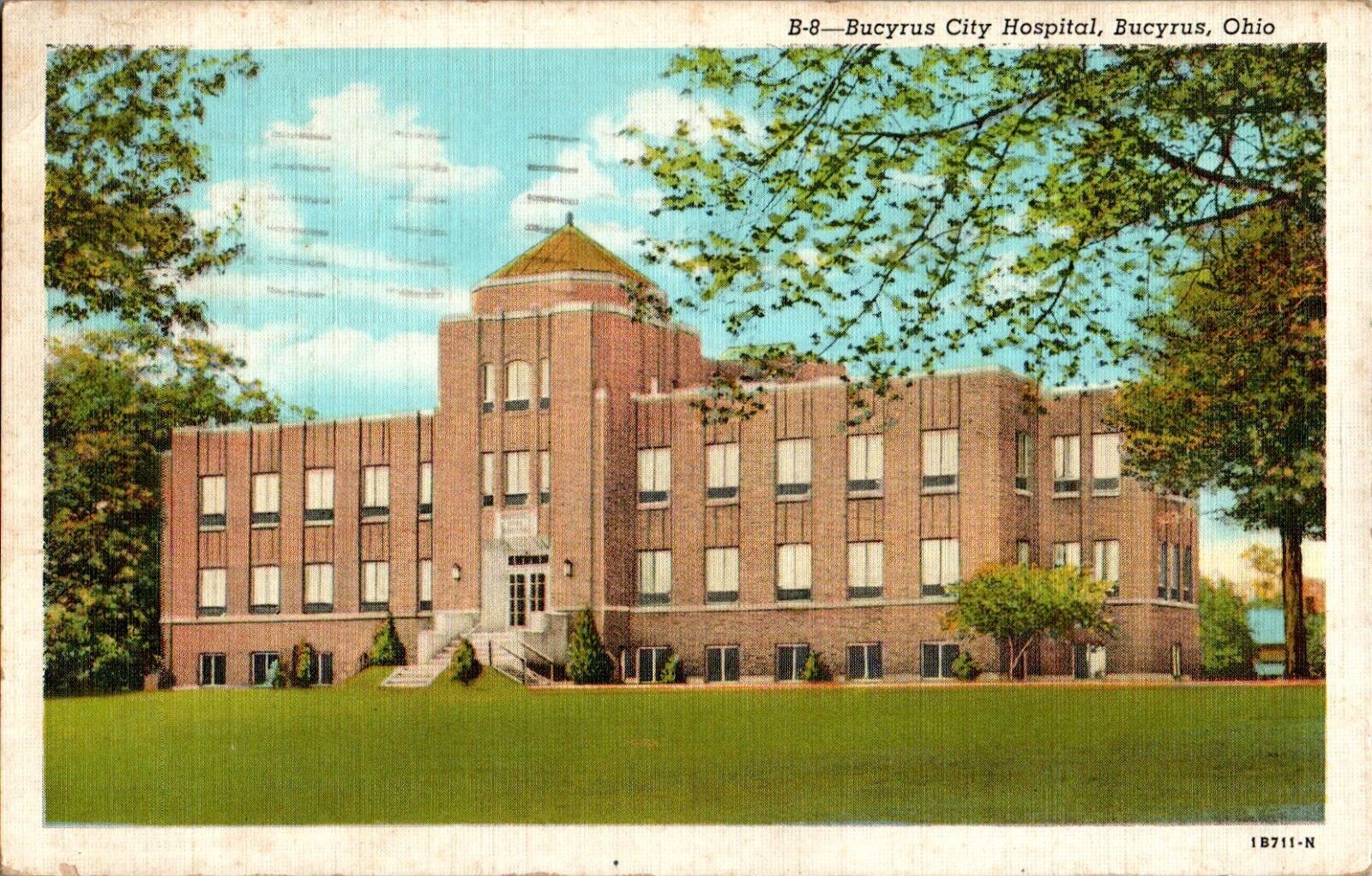 Bucyrus Hospital, Bucyrus, Ohio OH linen 1944 Postcard