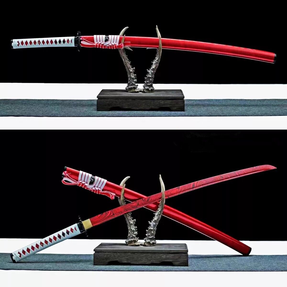 Full Red Japanese Samurai Sword T10 High Steel Full Tang Sharp Functional Katana