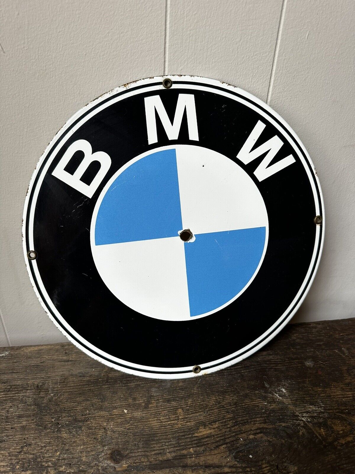 VINTAGE BMW PORCELAIN SIGN OLD GERMAN AUTOMOBILE CAR DEALER