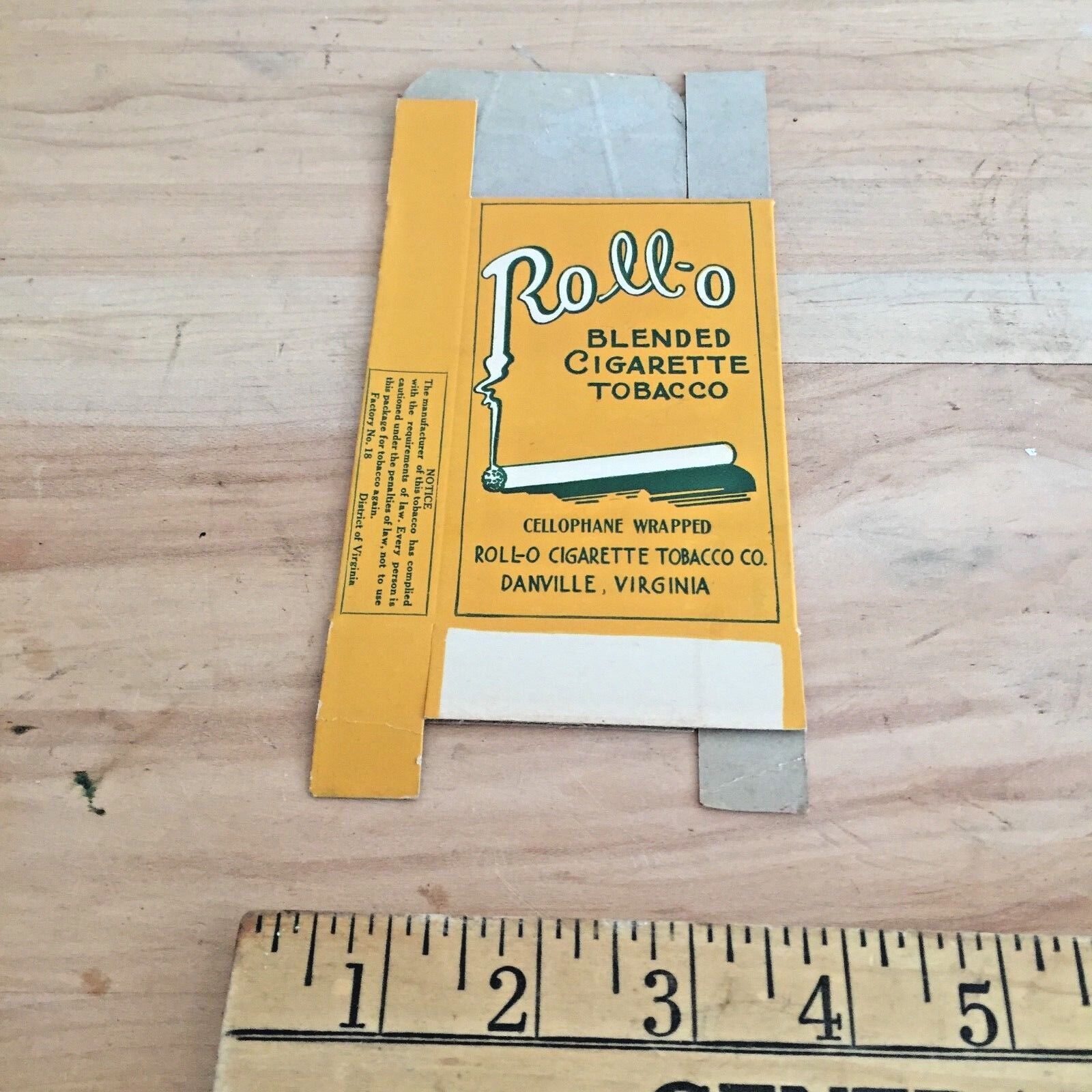 1920's Roll-O Blended Cigarette Tobacco Box – Danville, Virginia New Old Stock