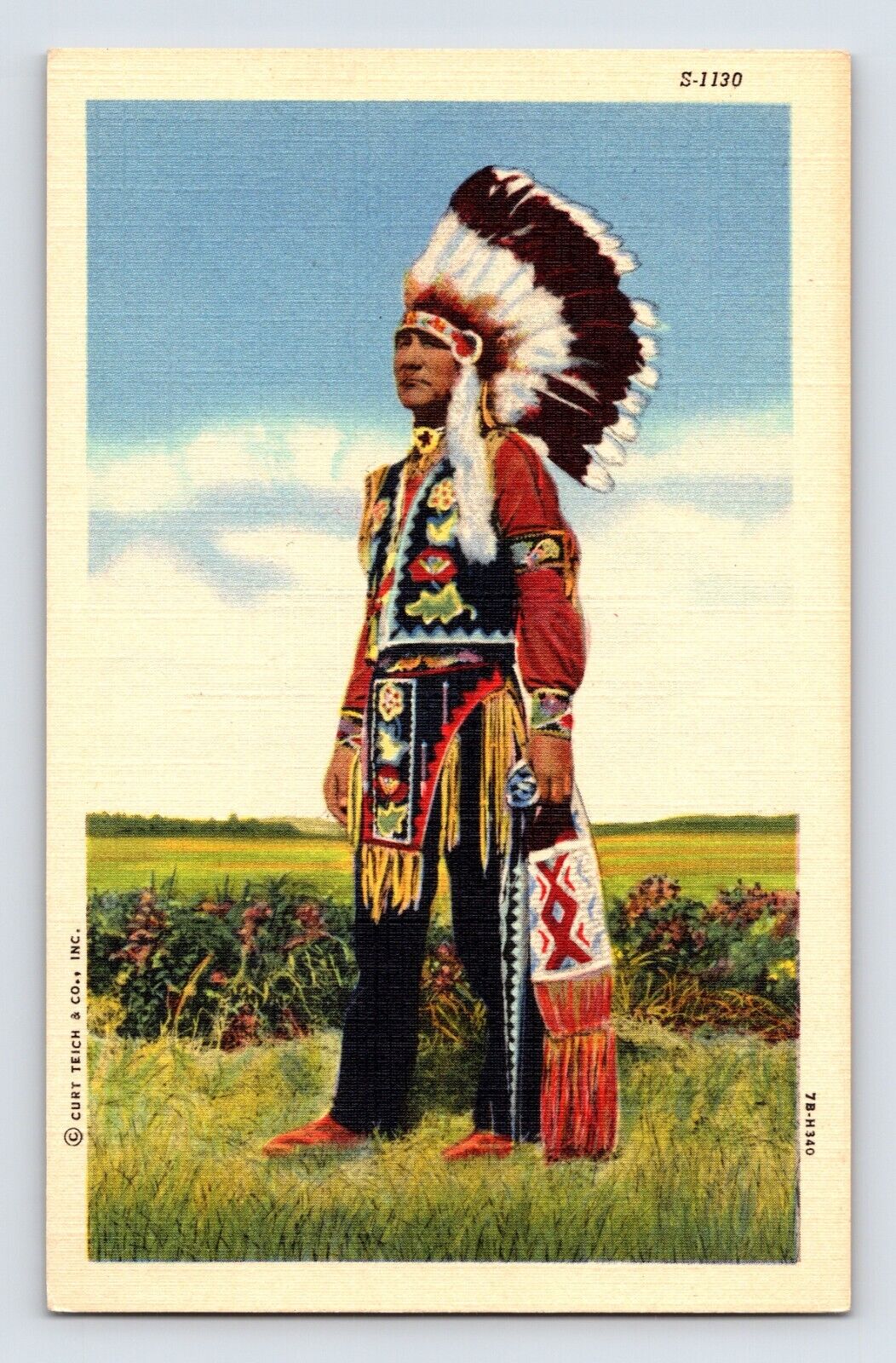 Postcard Oklahoma Ardmore OK Native American Indian 1940s Unposted Linen