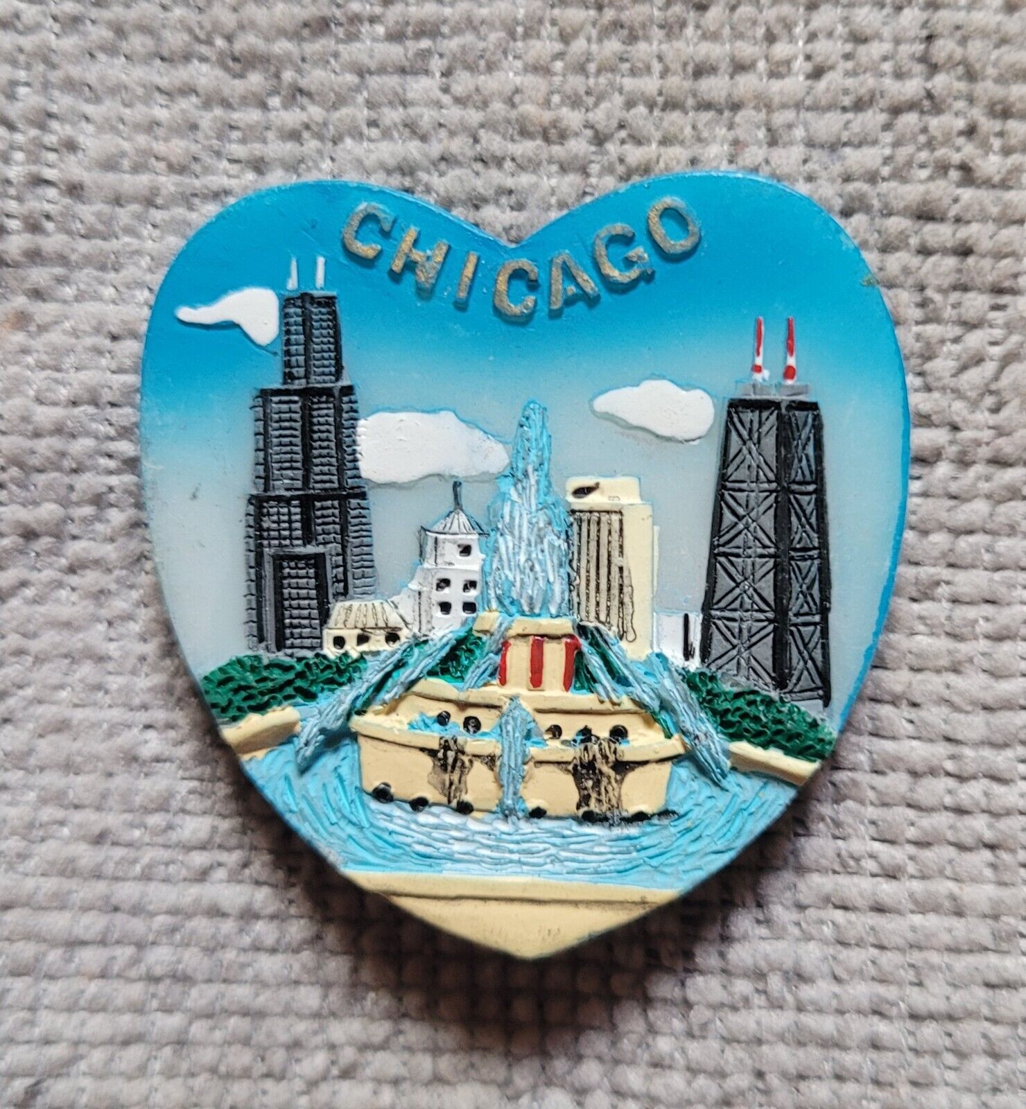 Chicago Heart Shape Refrigerator Magnet Souvenir Attractions Resin 