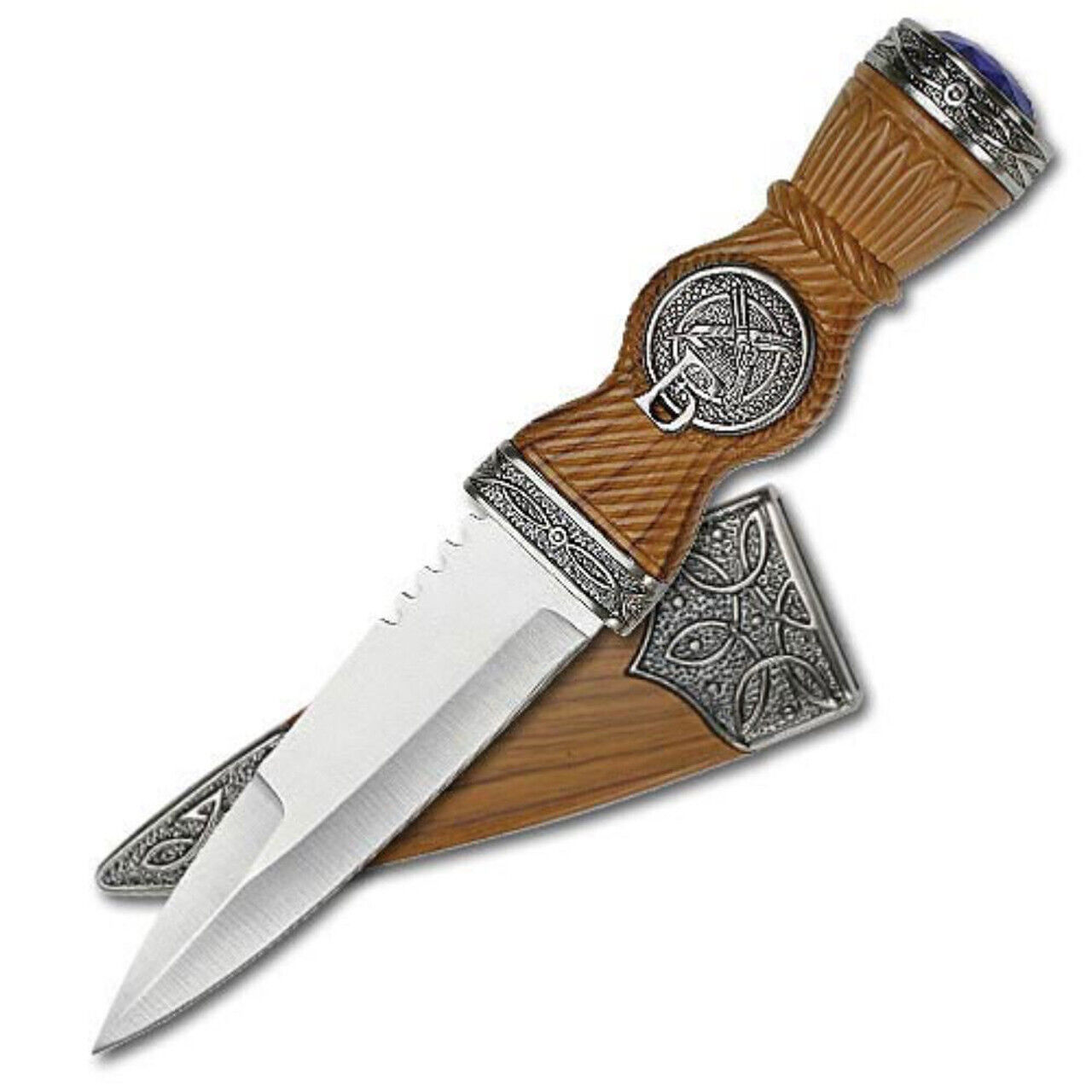 Scottish Gaelic Sgian Dubh Dirk Dagger Knife Large Faux Jewel w/ Scabbard