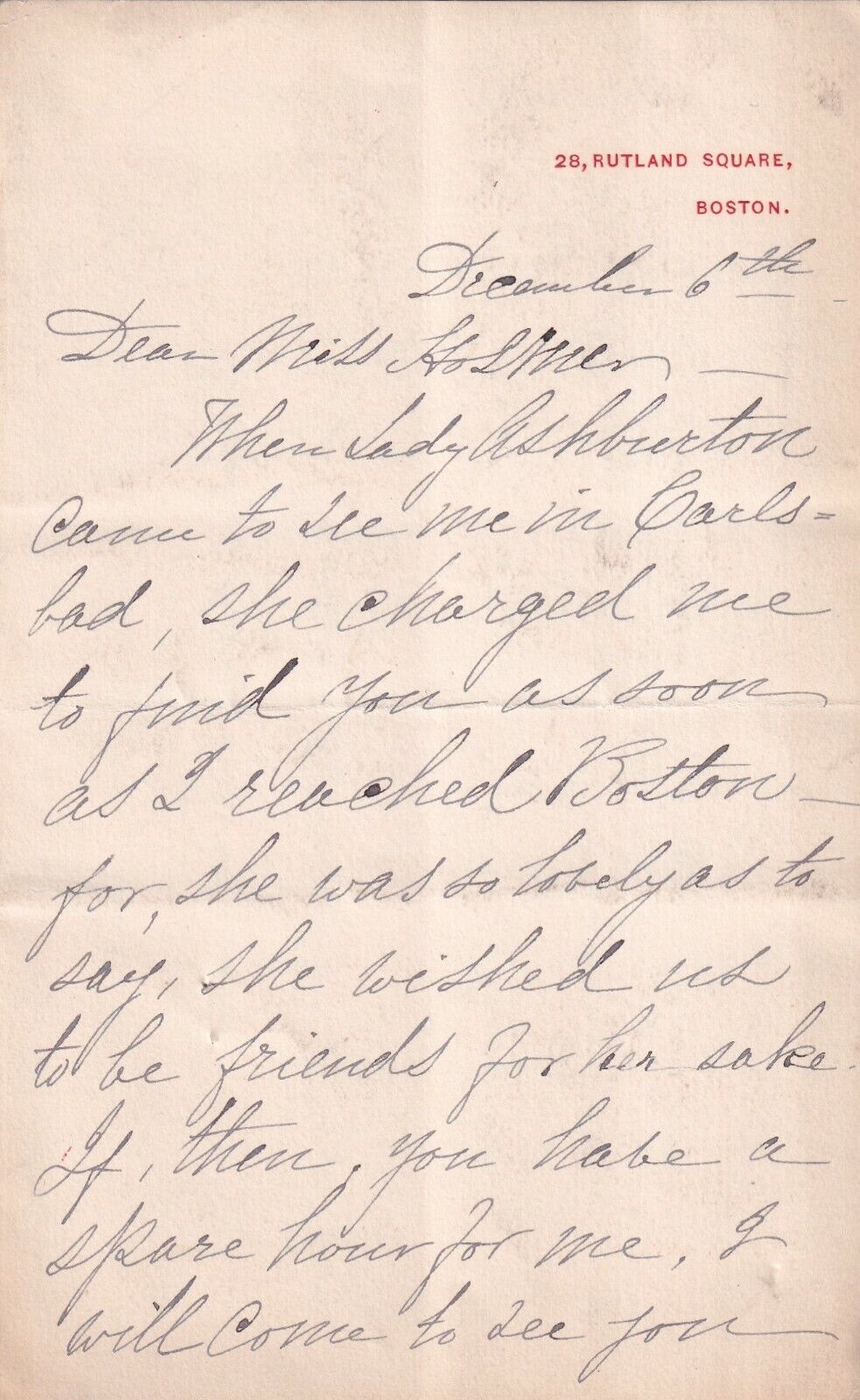 3-page 1880s/90s letter from American poet & writer Louise Chandler Moulton  OF