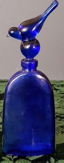 Bourjois Cobalt Blue Lotion Bottle-Soir de Paris- w-Bird Stopper 1920's French
