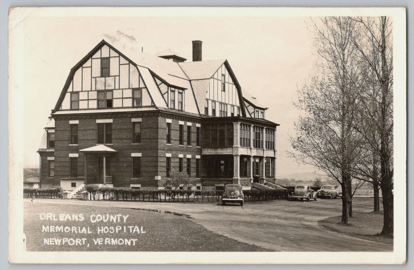 RPPC Postcard~ Orleans County Memorial Hospital~ Newport, Vermont