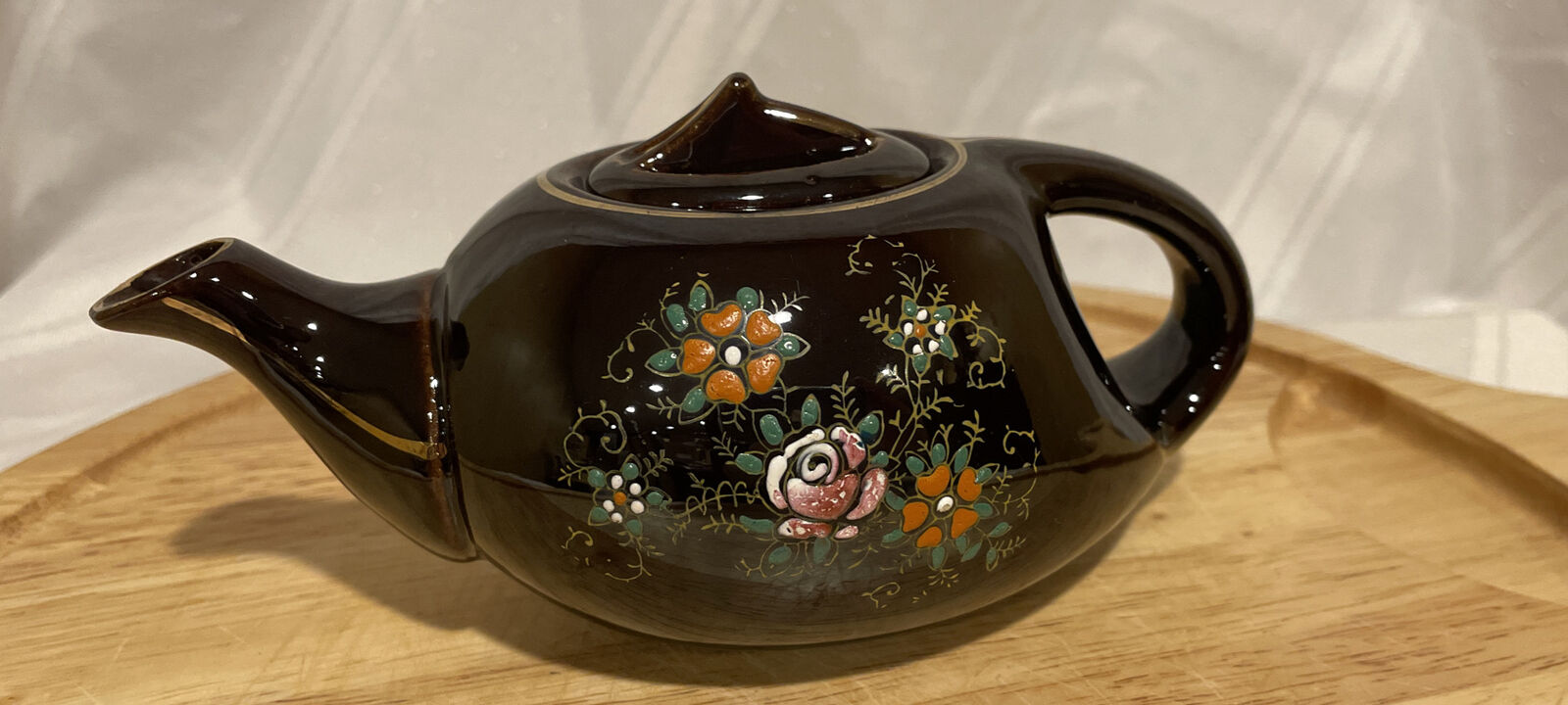 Vintage Redwear Teapot Hamd Painted - Japan