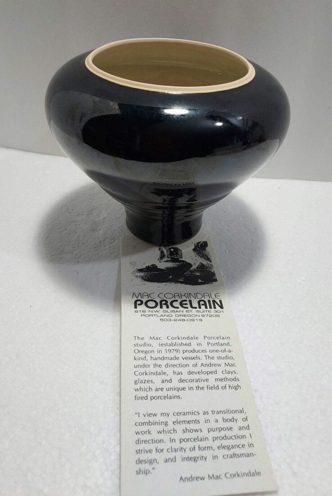 Mac Corkindale Porcelain Vessel/Vase/Jar Signed And Dated