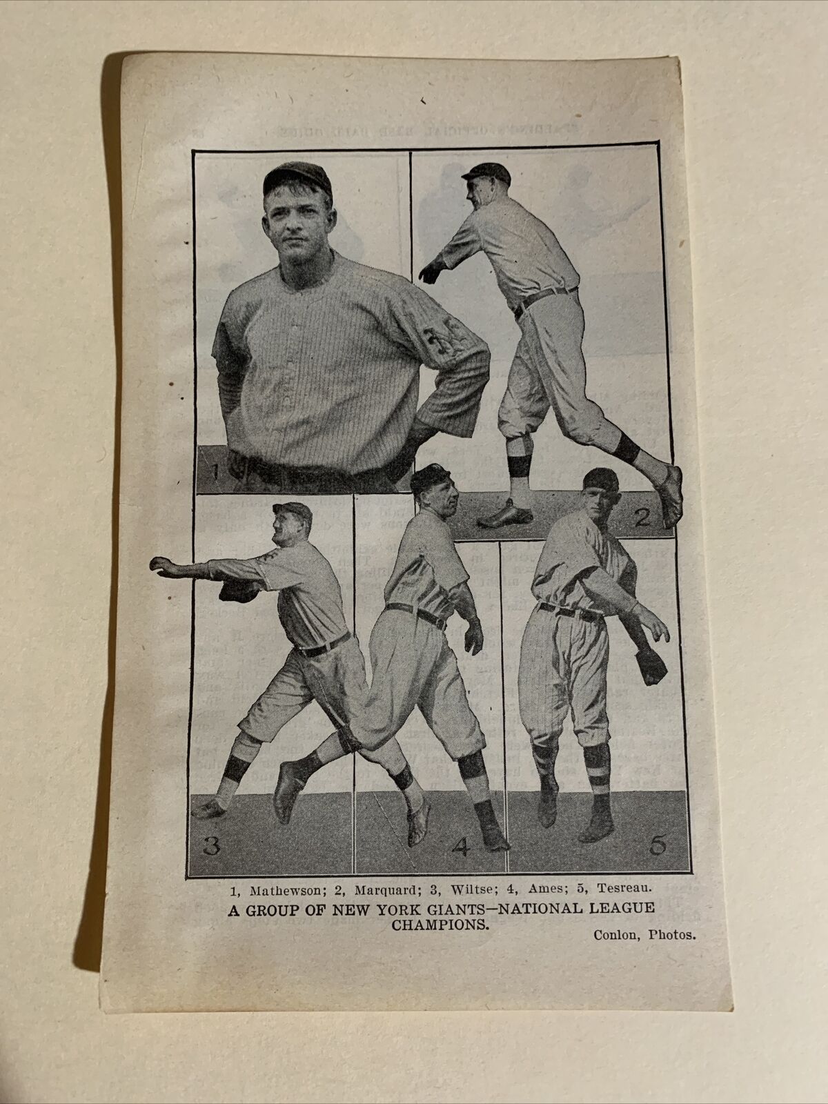 New York Giants Christy Mathewson Rube Marquard 1912 Baseball Team 4X6 Picture