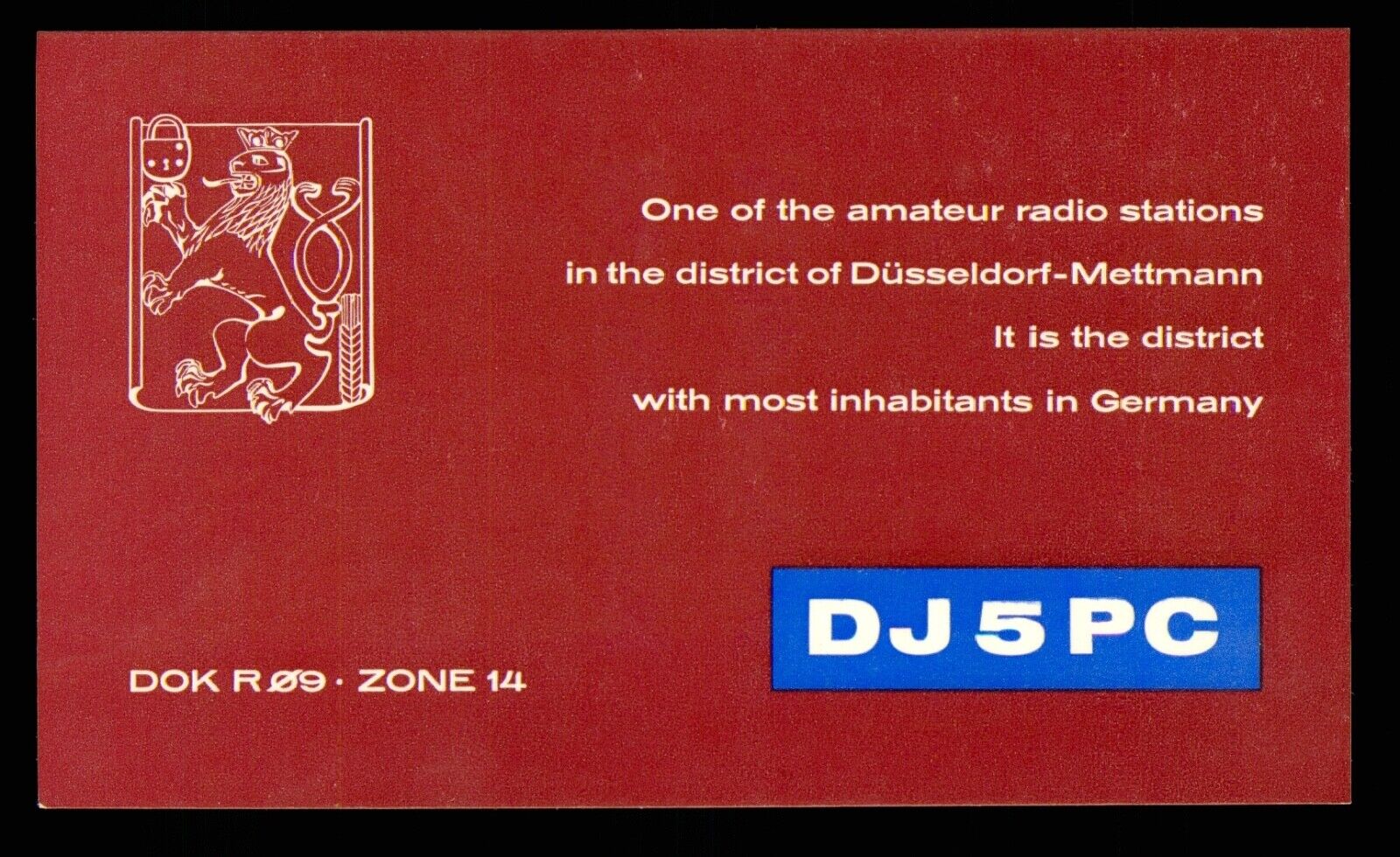 QSL Card Radio Germany DJ5PC 1967 Düsseldorf-Mettmann ≠ W637