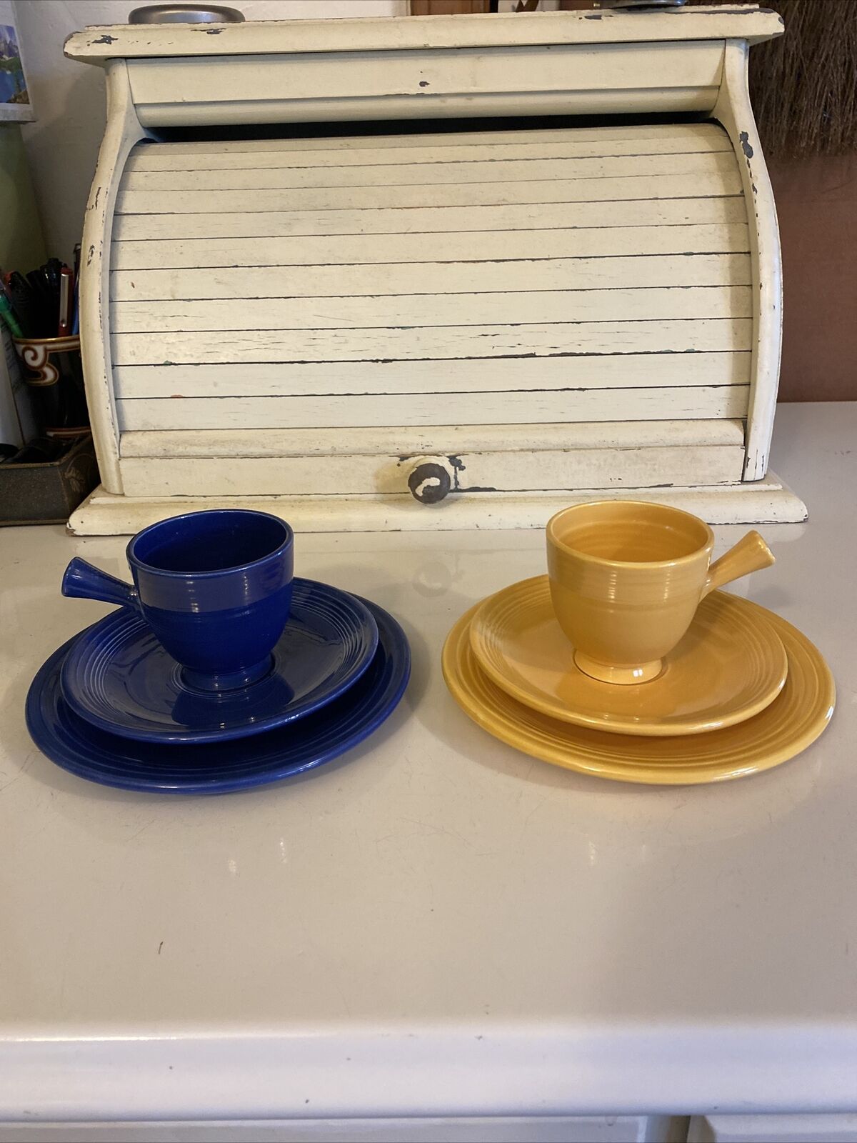 Vintage Fiesta Demitasse Cup and Saucer with Bread Plate Set