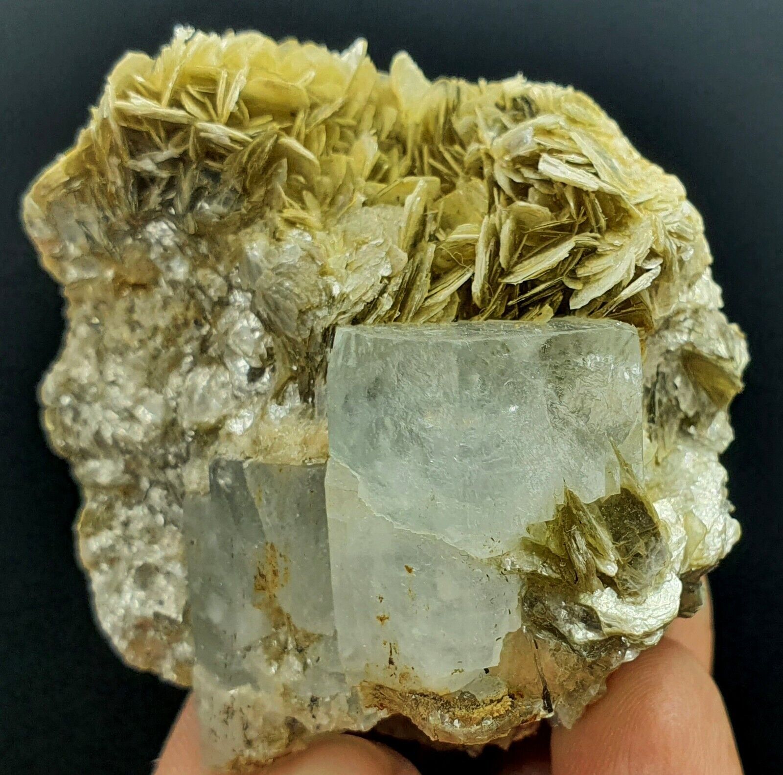 96 Gram Top Quality Aquamarine Crystal On Mica Specimen From Nagar Mine Pakistan