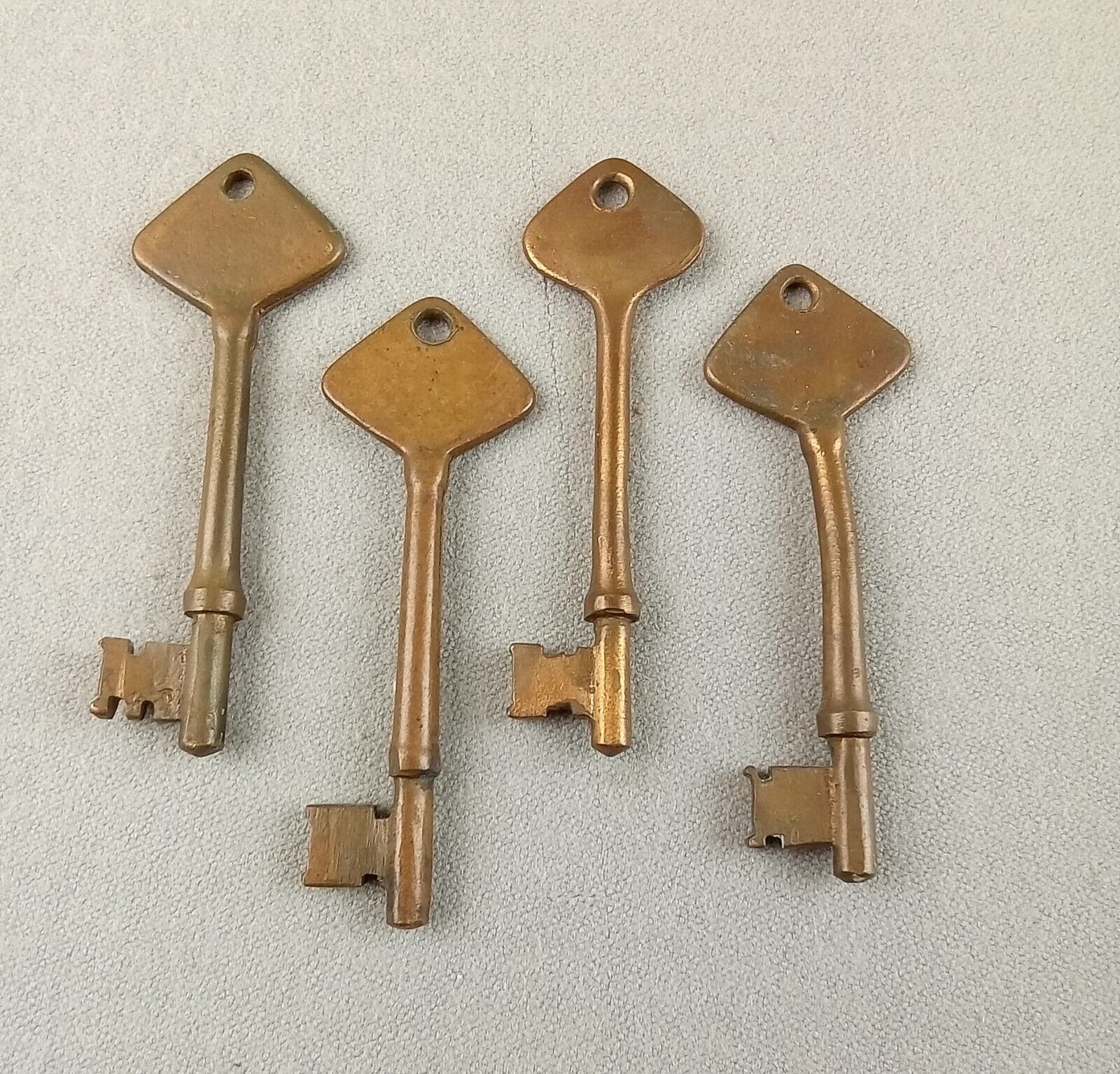 Four Antique Maritime Ship Brass Skelton Keys 