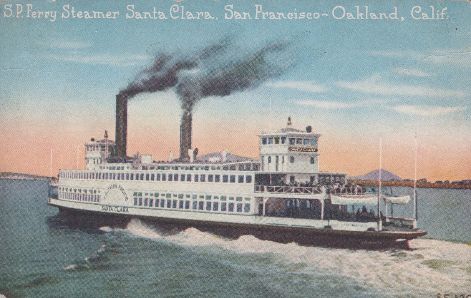 SP Ferry Steamer Santa Clara San Francisco Oakland California Postcard