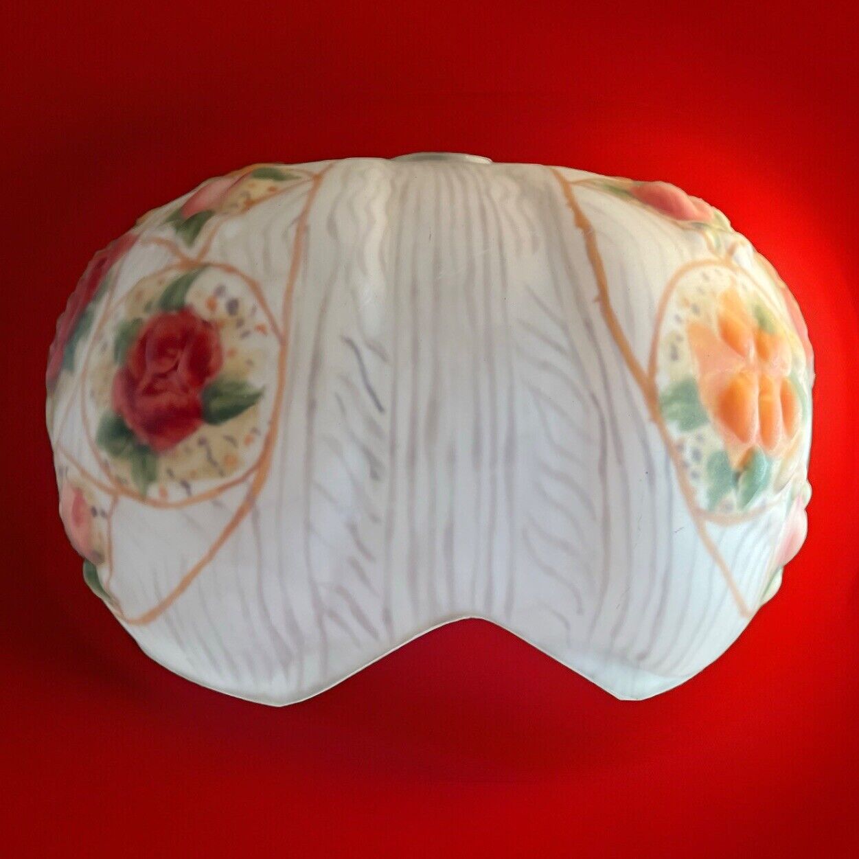 Antique ? Pairpoint ? Meyda? Reverse Painted Puffy Roses Glass Lamp Shade