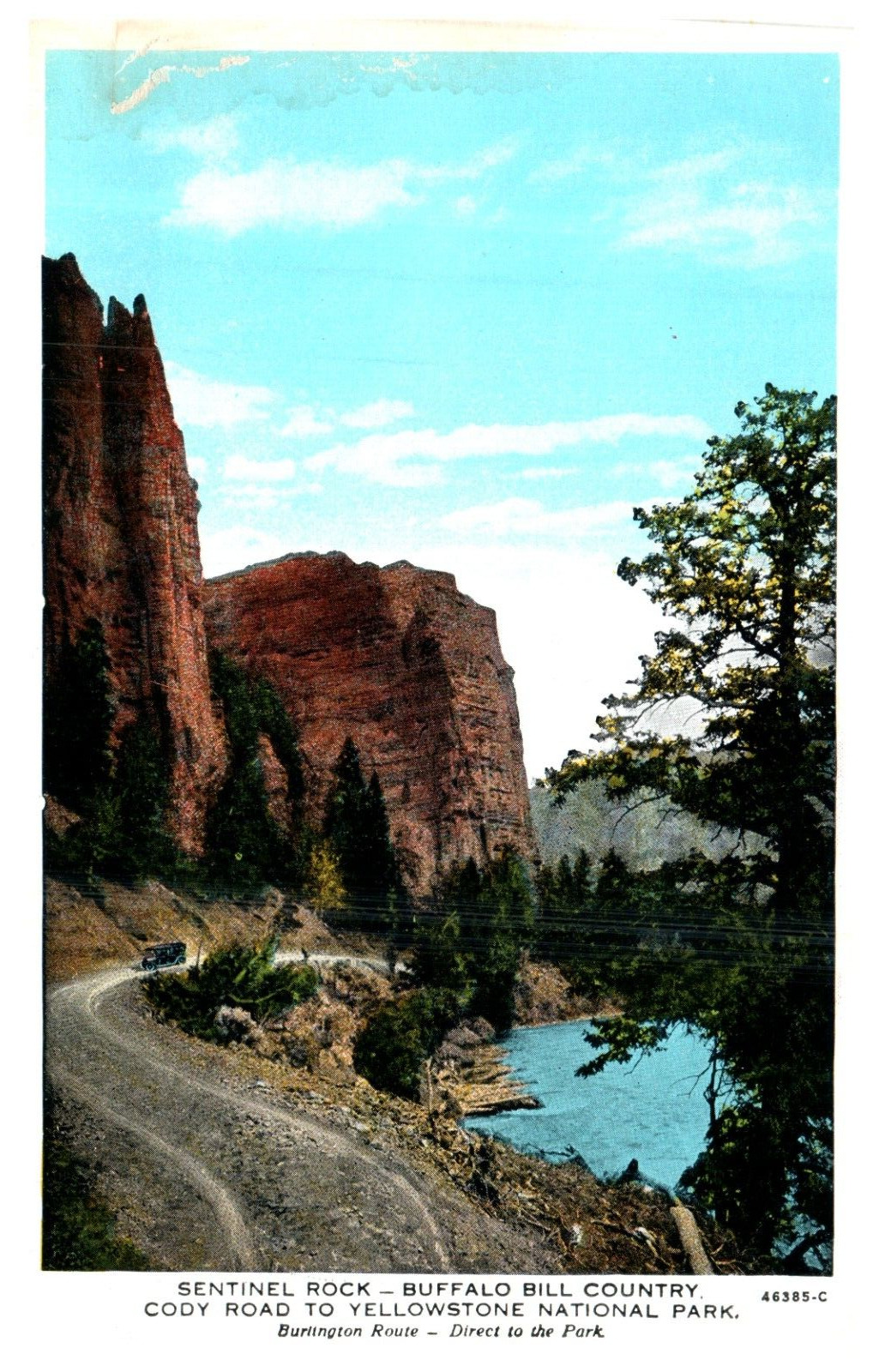 WY Buffalo Bill Country Sentinel Rock Cody Road c.1925 Vintage Postcard-Z2-33