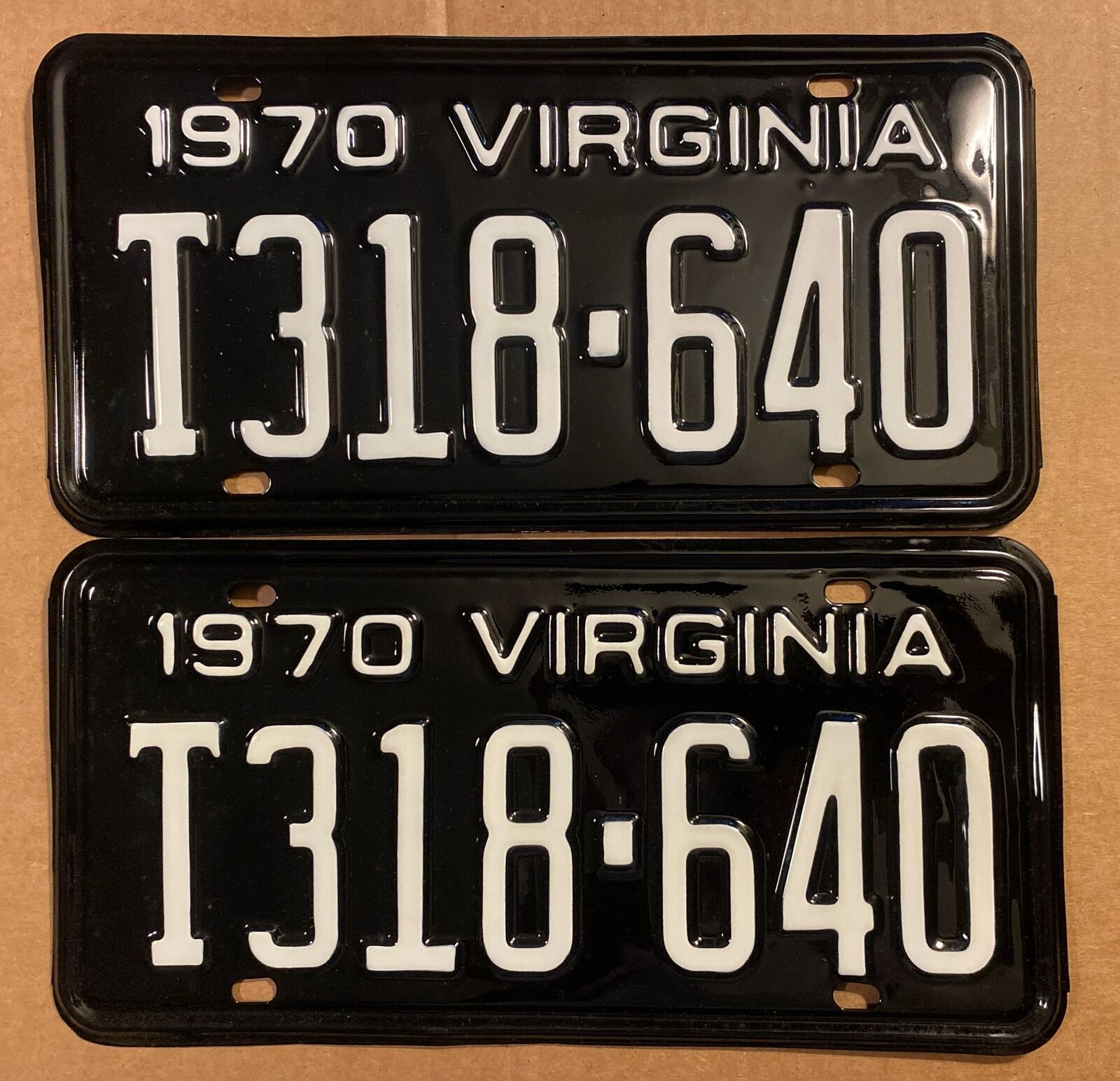 1970 Virginia license plates - beautifully restored truck pair