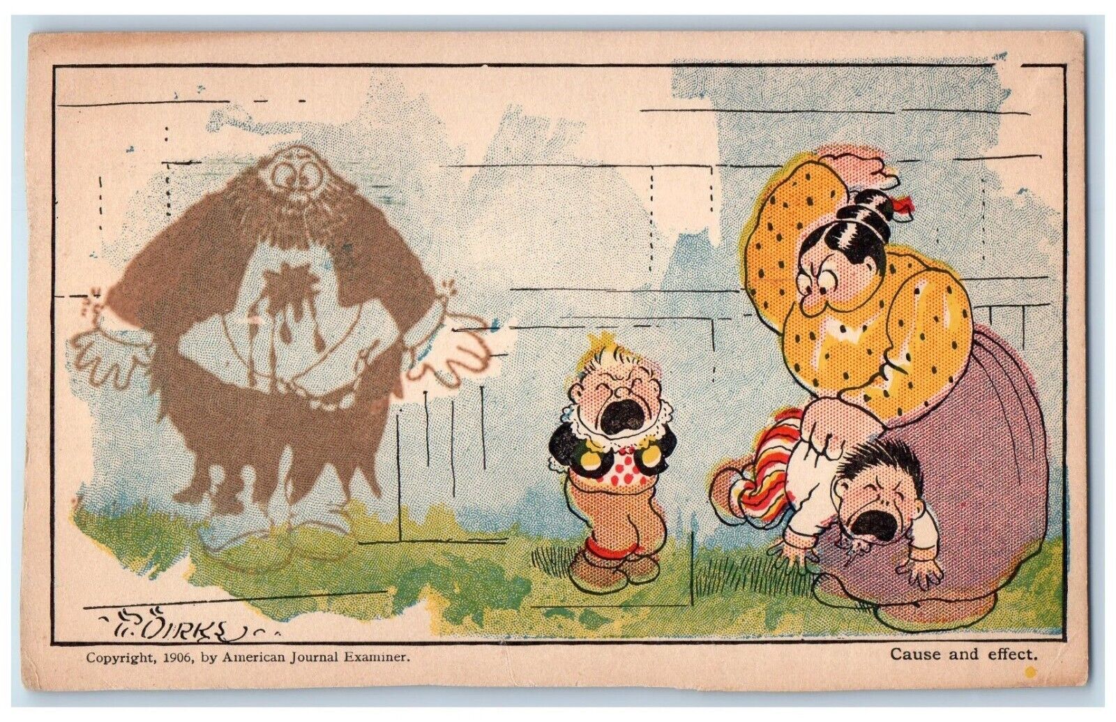 c1905 Mother Beat Children Fat Man Heat Up Bunny American Journal Postcard
