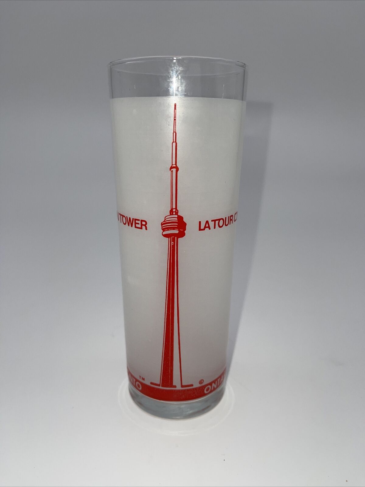 Vintage CN Tower Souvenir Frosted Glass Top Of Toronto Ontario Blast-Off Drink 