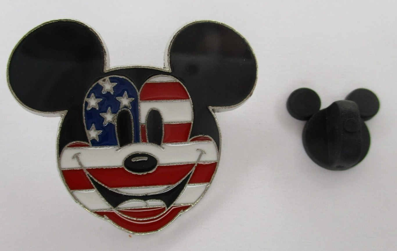 Disney Patriotic Pin Mickey Mouse Stars Stripes Icon Face American USA Flag