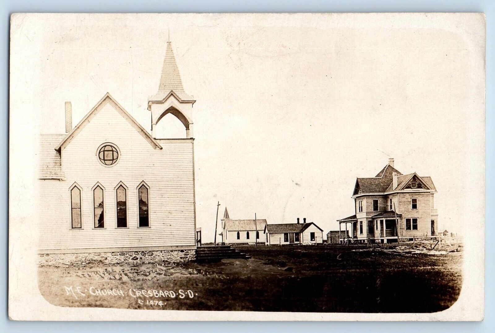Cresbard South Dakota SD Postcard RPPC Photo ME Methodist Church View 1910