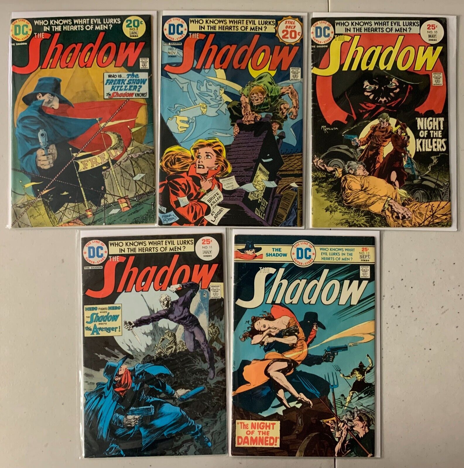 The Shadow comics lot #2-12 (last issue) 5 diff avg 4.5 (1974-75)