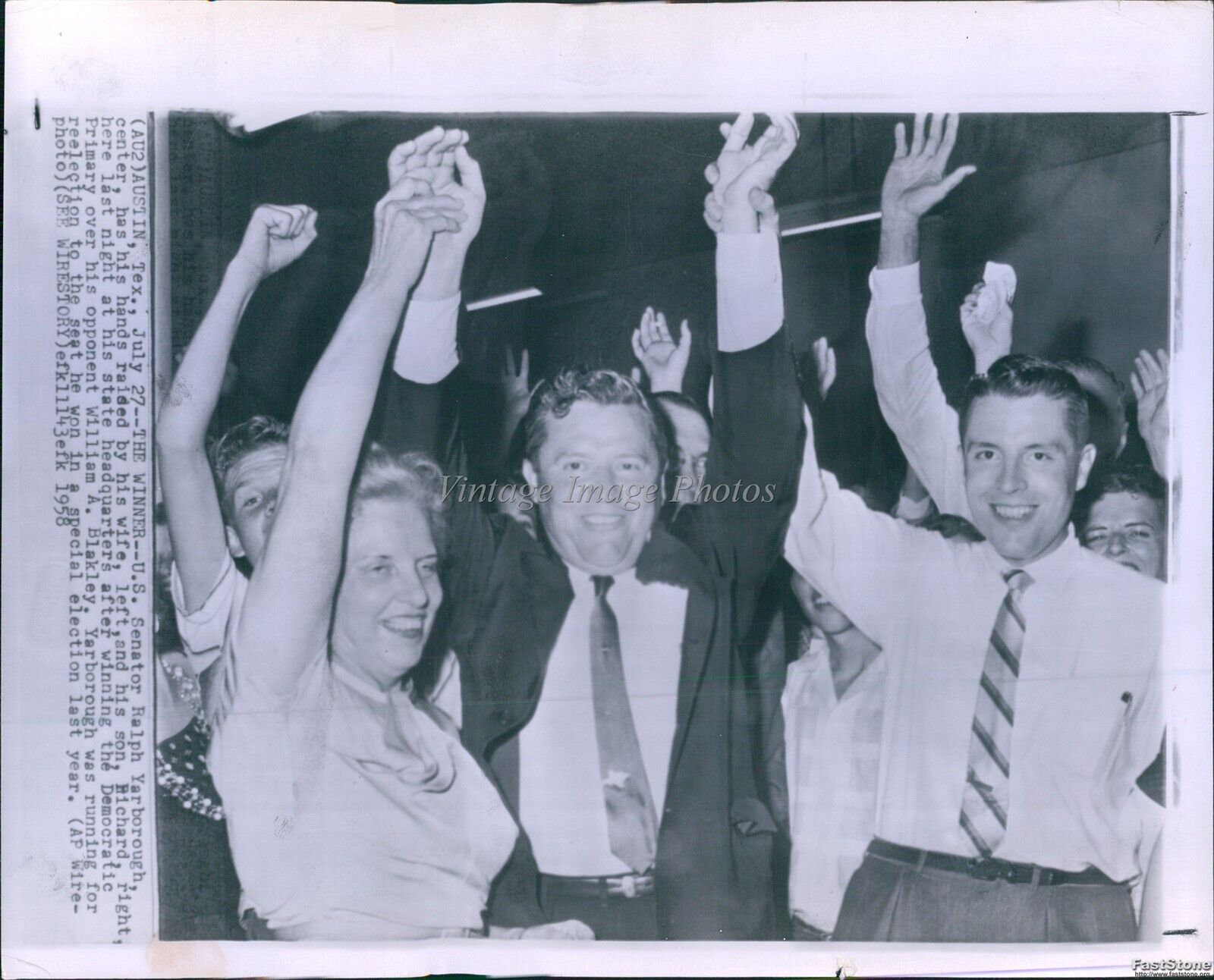 1958 Ralph Yarborough U.S Sen & Family At Dem Primary Politics Wirephoto 8X10