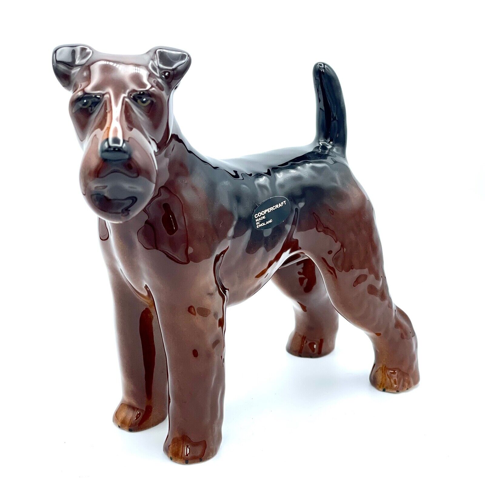 Vintage Coopercraft Airedale Terrier Figurine High Gloss Finish 7 inches tall