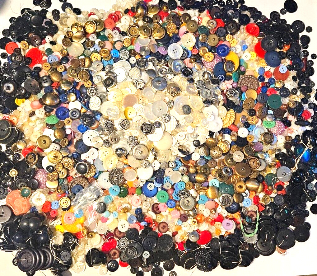 Huge 8 Pounds Vintage Buttons All Types Buttons Large Medium Small Glass Wood