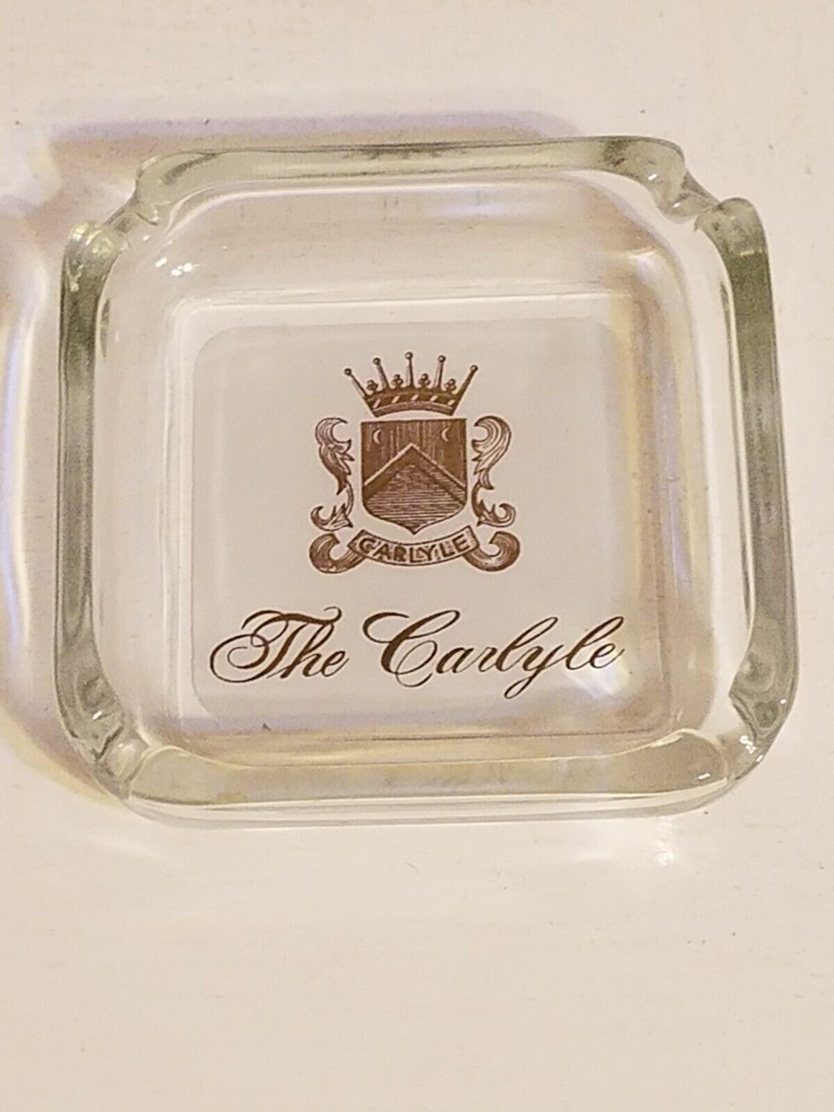 Vintage \'The Carlyle Hotel\' Ashtray Glass Square Collectible Dish