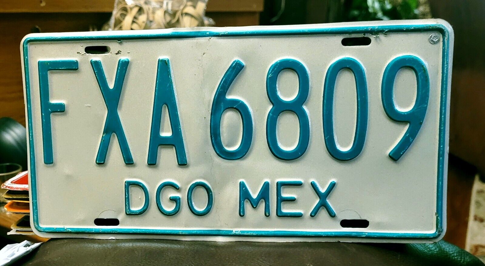🌎 - MEXICO - 1992 passenger license plate - original Durango state. 